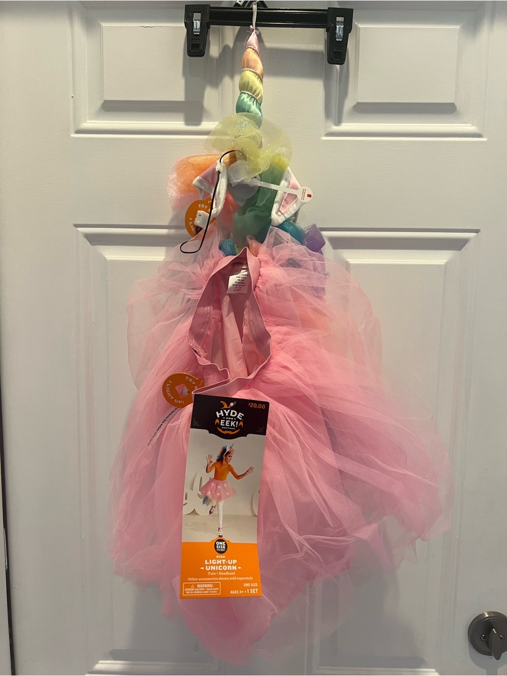 Light-Up Rainbow Unicorn Kids Halloween Costume Tutu & Headband One Size Ages 3+
